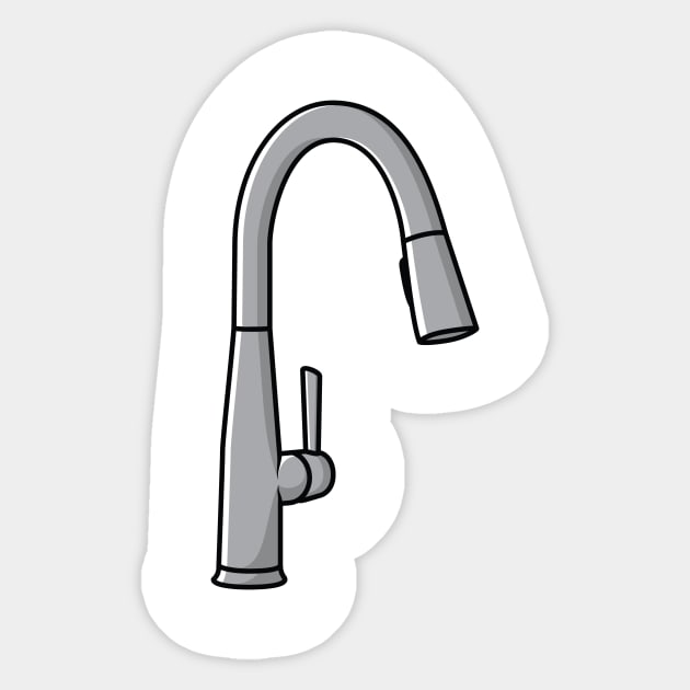 Steel Water Supply Faucets For Bathroom And Kitchen Sink Sticker vector illustration. Home interior objects icon concept. Kitchen faucet sticker design logo with shadow. Sticker by AlviStudio